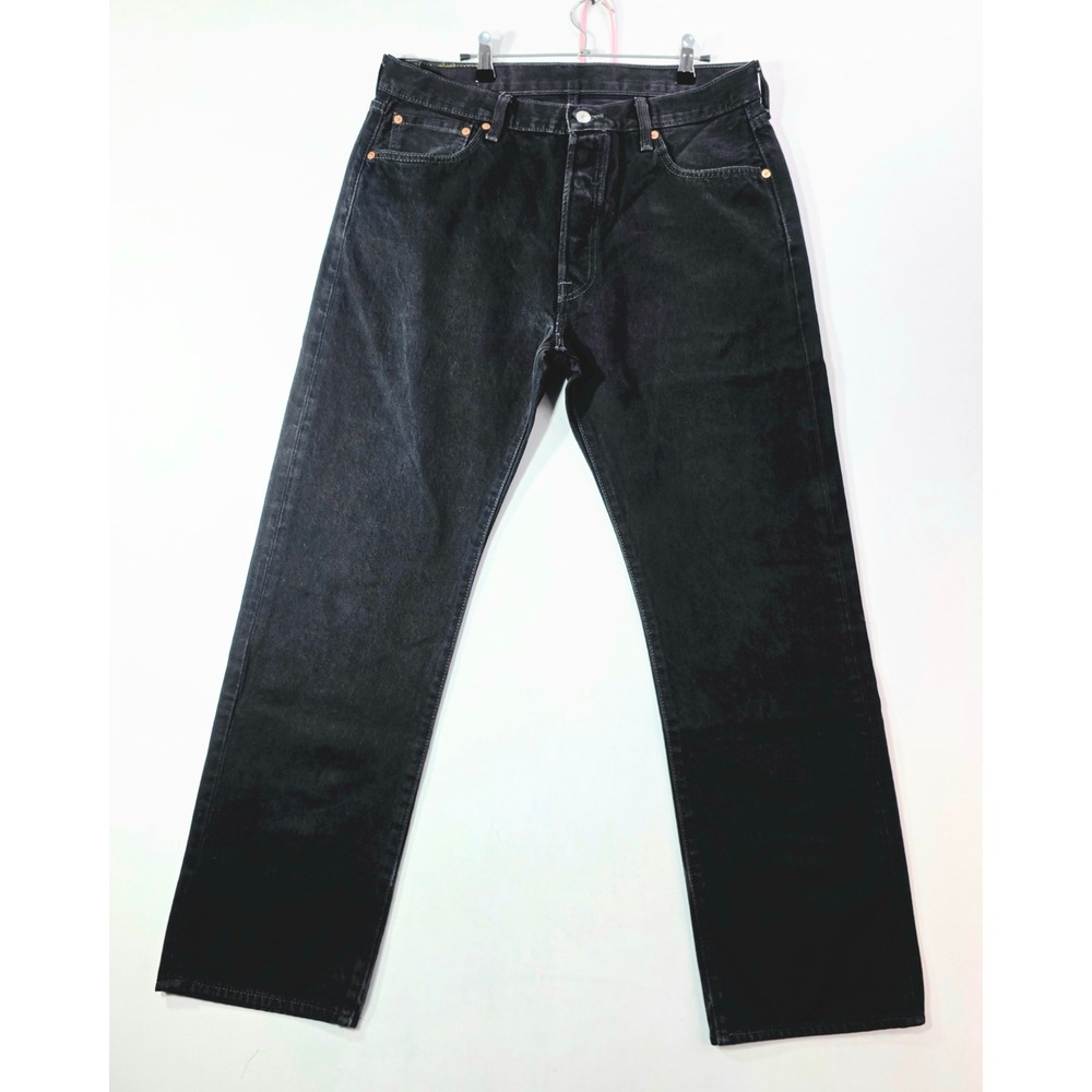 Levis 501 Original Fit Jeans Mens W36 L32 Black Straight Leg Button Fly (36×30)